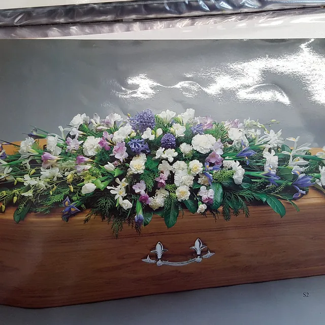 Coffin spray approx 4ft from £120. Approx 5ft from £150